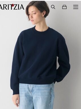 Aritzia Navy Crewneck perfect fit sweat fleece
